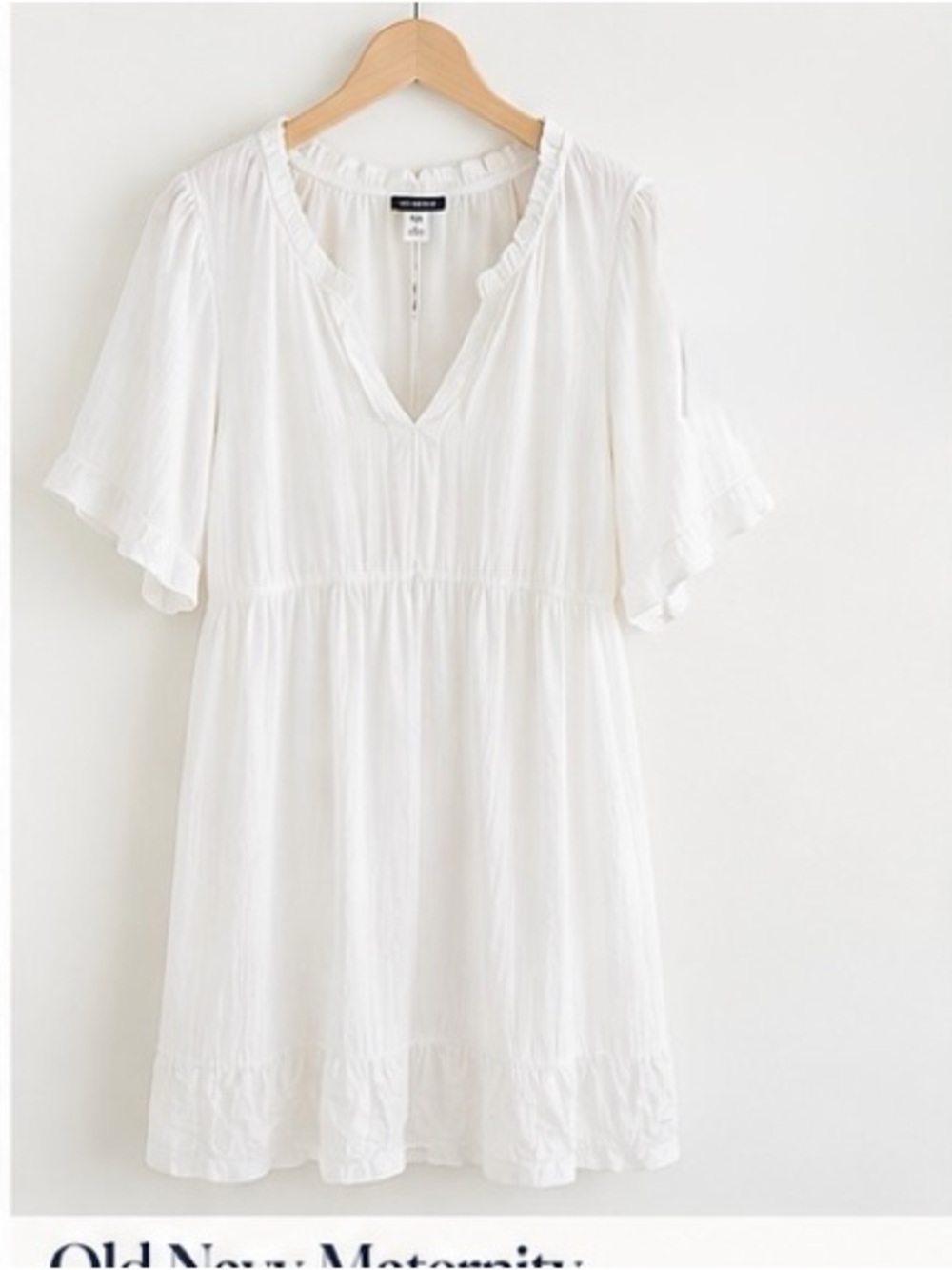 Old Navy White V-Neck Flutter maternity dress